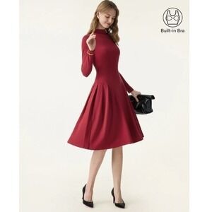 OGL MaxWarm Mockneck Brami Dress Luxe Red Knee Length Women's Small
